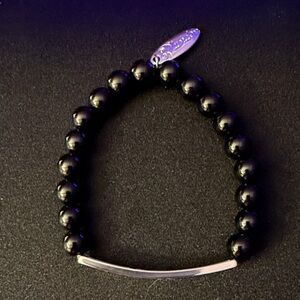 Plunder Black Beaded Bracelet with Silver Bar